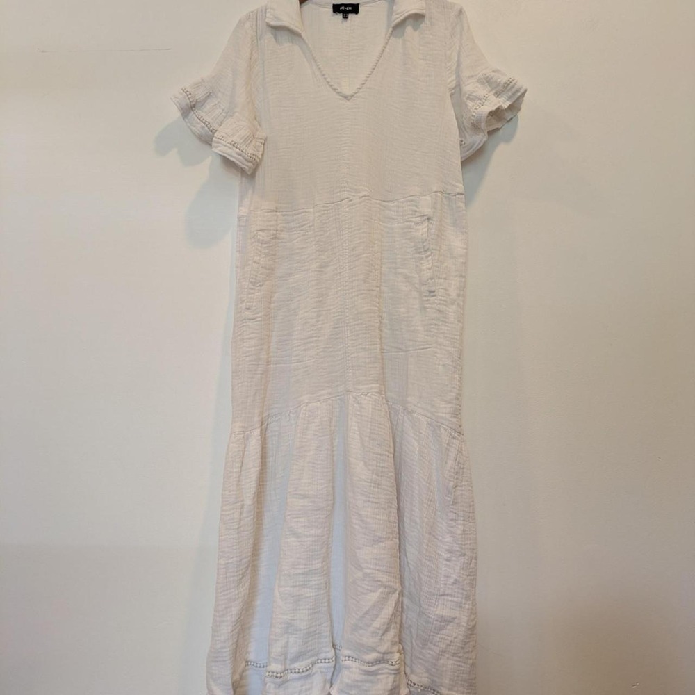 Me and Em Fit and Flare Dress 6 100% Cotton Gauze SS21WD40 White Beach Luxury - Picture 3 of 8